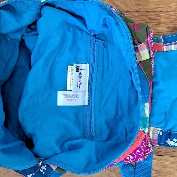 Authentic Disney Parks Backpack Madras Plaid Quilted Fabric 12" x 11" x 4" - Picture 10 of 15